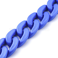 Handmade Opaque Acrylic Curb Chains, Twisted Chain, Oval, for Jewelry Making, Blue, Link: 30x21x6mm, 39.37 inch(1m)/strand(AJEW-JB00564-05)