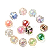 Transparent UV Plating Rainbow Iridescent Acrylic European Beads, Bead in Bead, Large Hole Beads, Round, Mixed Color, 17.5x17.5mm, Hole: 4.5mm(OACR-F006-09)