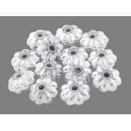Silver Plating Acrylic Spacer Beads, Flower, Silver Color, about 6mm in diameter, 3mm thick, hole: 1mm(X-PL715)
