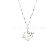 Brass Pave Crystal Rhinestone Pendant Necklaces for Wowen, Platinum, Heart, 15.35 inch(39cm), Pendant: 14.1x14.9mm(GP4865-2)