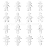 Unicraftale 16Pcs 4 Style 201 Stainless Steel Connector Charms, Laser Cut, Boy & Girl Silhouette, Stainless Steel Color, 16.5~19x11~13.5x1mm, Hole: 1.4mm, 4pcs/style(STAS-UN0035-52)