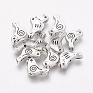 Tibetan Style Alloy Beads, Bird, Cadmium Free & Lead Free, Antique Silver, 9x15x2.5mm, Hole: 1.5mm(AB5587Y)