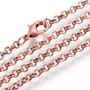 Iron Rolo Chains Necklace Making, with Lobster Clasps, Soldered, Red Copper, 17.7 inch(45cm)(MAK-R015-45cm-R)