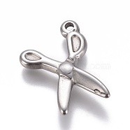 304 Stainless Steel Pendants, Scissor, Stainless Steel Color, 20x14x3.2mm, Hole: 1.6mm(STAS-E474-19)