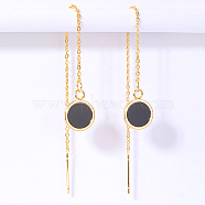 Stainless Steel Ear Studs, Ear Threads, Flat Round, Real 18K Gold Plated, 100mm(GM3405)