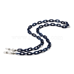 Eyeglasses Chains, Acrylic Cable Chains Neck Strap Mask Lanyard, with Alloy Lobster Claw Clasps and Rubber Loop Ends, Midnight Blue, 660~670mm(AJEW-P117-01P-05)