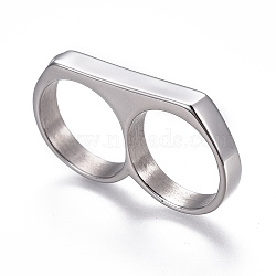 304 Stainless Steel Finger Rings, Double Rings, Stainless Steel Color, Size 8, 18mm(RJEW-O032-13P-18mm)