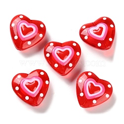 Handmade Lampwork Enamel Beads, Heart, Crimson, 19.5x20x9mm, Hole: 1.2mm(LAMP-S068-04A)