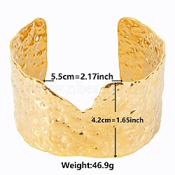 304 Stainless Steel Cuff Bangles for Women, C Shaped, Real 18K Gold Plated(KY1421-2)