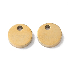 304 Stainless Steel Charms, Stamping Blank Tag, Flat Round Charm, Real 18K Gold Plated, 6x1.3mm, Hole: 1.2mm(STAS-Q308-09A-G)