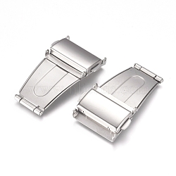 201 Stainless Steel Watch Band Clasps, Fold Over Clasps, Stainless Steel Color, 38x23.5x5mm(STAS-D173-01D)