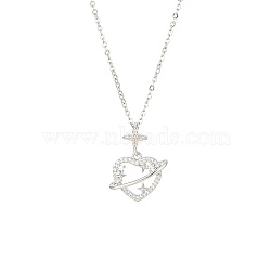 Brass Pave Crystal Rhinestone Pendant Necklaces for Wowen, Platinum, Heart, 15.35 inch(39cm), Pendant: 14.1x14.9mm(GP4865-2)