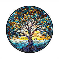 Acrylic Tree of Life Pendant Decorations, for Window Hanging Decorations, Flat Round, Colorful, 150mm(TREE-PW0004-03D)