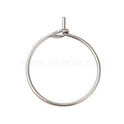 316 Surgical Stainless Steel Wine Glass Charms Rings, Hoop Earring Findings, DIY Material for Basketball Wives Hoop Earrings, Stainless Steel Color, 15x0.7mm, 21 Gauge.(A-STAS-L214-01E)