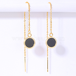 Stainless Steel Ear Studs, Ear Threads, Flat Round, Real 18K Gold Plated, 100mm(GM3405)