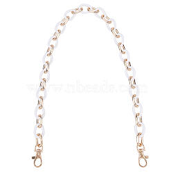 Teardrop Resin Bag Links Straps, with Aluminum Clasps, Bag Replacement Accessories, White, 62x1.8x1.4cm(PURS-WH0001-05B)