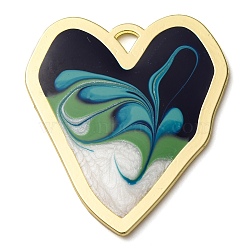 Alloy Enamel Pendants, Light Gold, Heart, 39.5x34.5x2mm, Hole: 3.5x3.5mm(PALLOY-S034-02KCG-L)