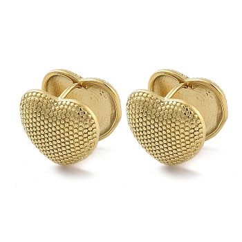 304 Stainless Steel Hoop Earrings, Heart, Real 14K Gold Plated, 15x16.5mm
