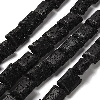 Natural Lava Rock Beads Strands, Rectangle, 14.5x10.5x5.5mm, Hole: 1mm, about 28pcs/strand, 15.47~15.75''(39.3~40cm)