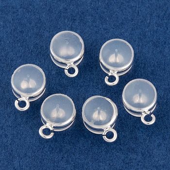 Silicone Ear Nuts, Earring Backs, with Brass Findings and Loops, Silver, 10x7x5mm, Hole: 0.5mm and 1.5mm