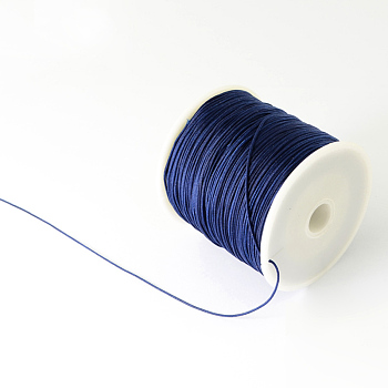Braided Nylon Thread, Chinese Knotting Cord Beading Cord for Beading Jewelry Making, Prussian Blue, 0.5mm, about 150yards/roll