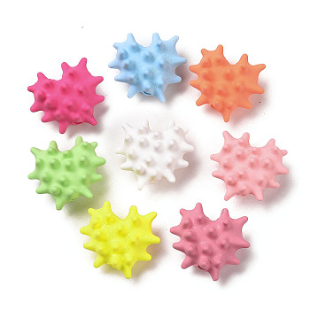 Printed Opuque Acrylic Beads, Sea Urchin, Mixed Color, 21.5~22x24x13~14mm, Hole: 2mm
