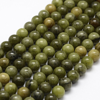 Natural Chinese Jade Beads Strands, TaiWan Jade, Round, 6mm, Hole: 1mm, about 64pcs/strand, 15.5 inch
