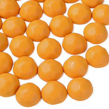 Opaque Acrylic Cabochons, Faceted, Half Round, Orange, 23x22x11mm, about 140pcs/500g