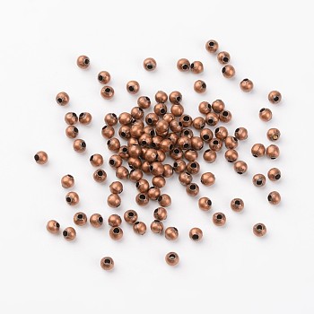 Iron Spacer Beads, Round, Nickel Free, Red Copper, 4mm, Hole: 1.5mm, about 521pcs/50g