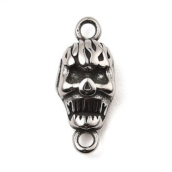 Tibetan Style 304 Stainless Steel Links Connector Charms, Halloween Skull Links, Antique Silver, 19x8x5.5mm, Hole: 2mm
