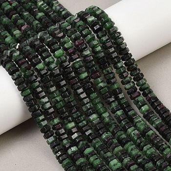 Natural Ruby in Zoisite Beads Strands, Faceted, Hexagon, 6x6x3mm, Hole: 0.8mm, about 108pcs/strand, 14.72~14.80''(37.4~37.6cm)