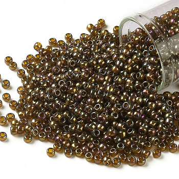 TOHO Round Seed Beads, Japanese Seed Beads, (459) Gold Luster Dark Topaz, 8/0, 3mm, Hole: 1mm, about 222pcs/bottle, 10g/bottle