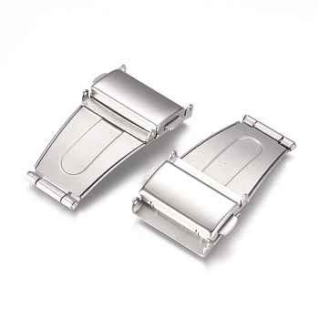201 Stainless Steel Watch Band Clasps, Fold Over Clasps, Stainless Steel Color, 38x23.5x5mm