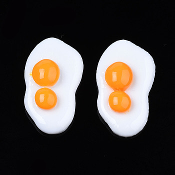 Opaque Resin Cabochons, Play Food, Imitation Food, Fried Egg, White, 30.5x17x7.5mm
