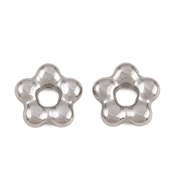 304 Stainless Steel Charms, Flower Charms, Stainless Steel Color, 13x13x3mm, Hole: 4mm