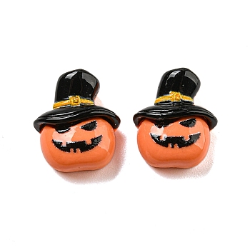 Halloween Theme Resin Decoden Cabochons, Dark Orange, Pumpkin, 13x11.5x6.5mm