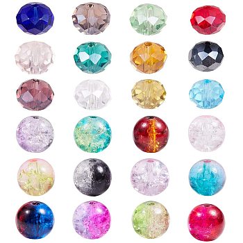 Spray Painted Crackle/Electroplate Glass Beads, Mixed Color, 8mm, Hole: 1~1.6mm, 780pcs/set