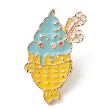 Ice Cream Enamel Pins, Alloy Brooches for Backpack Clothes, Fish, 28x17mm