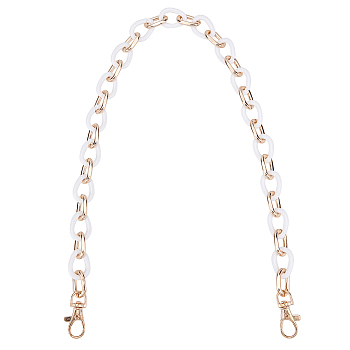 Teardrop Resin Bag Links Straps, with Aluminum Clasps, Bag Replacement Accessories, White, 62x1.8x1.4cm