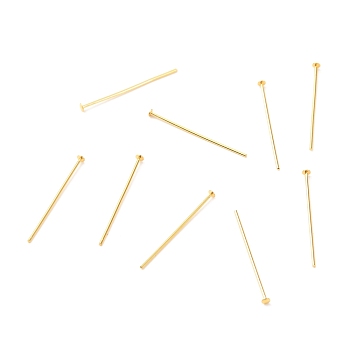Brass Flat Head Pins, Long-Lasting Plated, Real 18K Gold Plated, 25x0.7mm, Head: 2mm