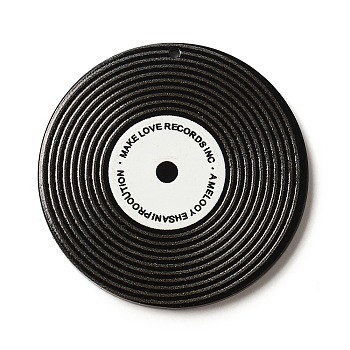 Acrylic Pendants, Vinyl Record, Black, 47.5x2.5mm, Hole: 1.6mm