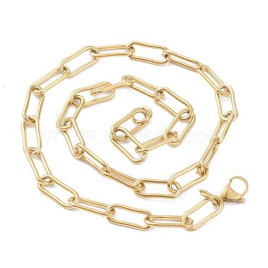 Vacuum Plating 304 Stainless Steel Paperclip Chain Necklaces(STAS-A051-07G)-2