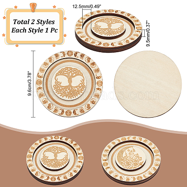 Bandejas de exhibición de pulseras de madera redondas y planas de hobbysay 2 piezas 2 estilos(BDIS-HY0001-01)-2