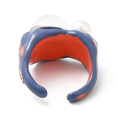 Acrylic Double Dragon Eye Open Cuff Ring(RJEW-H111-03)-3