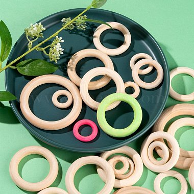 75Pcs 8 Style Unfinished Wood Linking Rings(WOOD-LS0001-26)-5