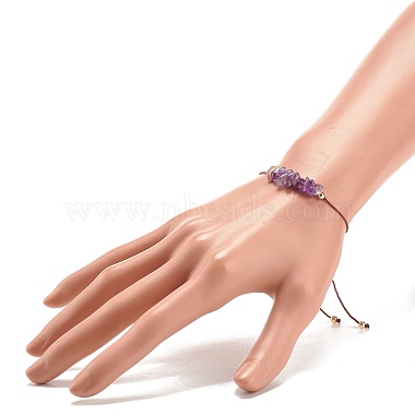 Natural Gemstone Chips Beaded Bracelet with Brass Beads(BJEW-JB07987)-4