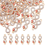 50Pcs Alloy Crystal Rhinestone Links/Connectors, Enamel Style, Infinity with Ladybird, Dark Red, Light Gold, 23x8x3mm, Hole: 1.5mm(ALRI-FH0001-24)
