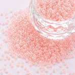 12/0 Imitation Jade Glass Seed Beads, Opaque Colours Luster, Round, Misty Rose, 2x1.5mm, Hole: 1mm, about 40000pcs/Pound(SEED-S049-A-017)