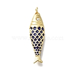 Barss Pendants, with Enamel Rhinestone and Jumping Ring, Lead Free and Cadmium Free,
Fish Charms, Midnight Blue, 36x10.5x5.5mm, Hole: 3mm(KK-V002-18G-02)