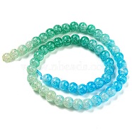 Spray Painted Crackle Glass Beads Strands, Gradient Color, Segmented Multi-color Beads, Round, Dodger Blue, 8mm, Hole: 1mm, about 48pcs/strand, 14.96 inch(38cm)(DGLA-C002-8mm-10)